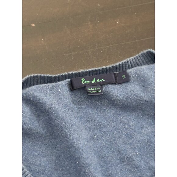 Boden Womens Size 14 Blue Button Up Cardigan Sweater Cotton Stretch Knit Pockets - Picture 2 of 3